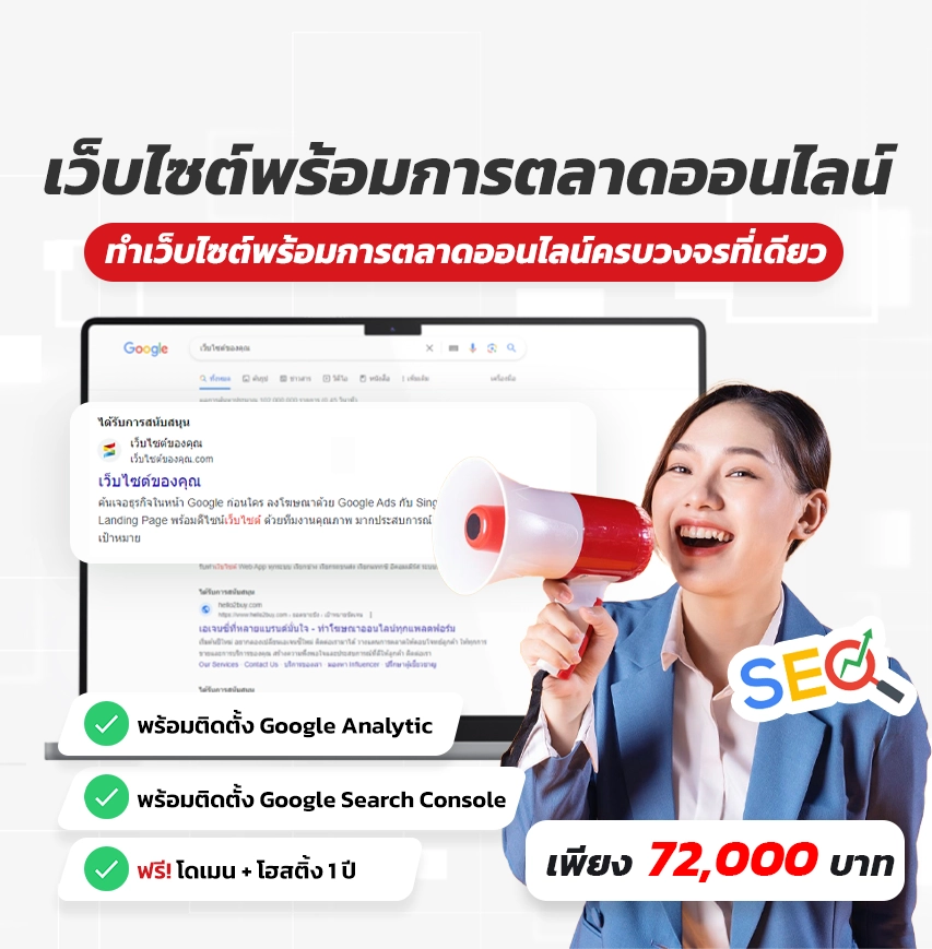 แพ็คเกจออกแบบเว็บไซต์พร้อมทำการตลาดออนไลน์